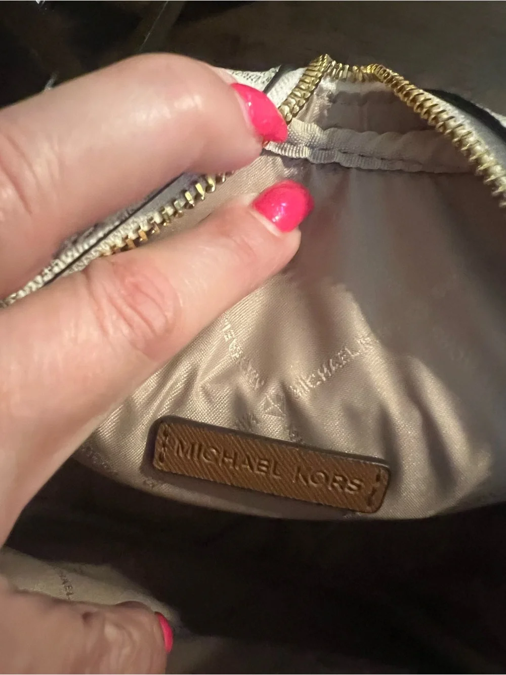 Michael Kors Cream and Tan Logo Crossbody Messenger